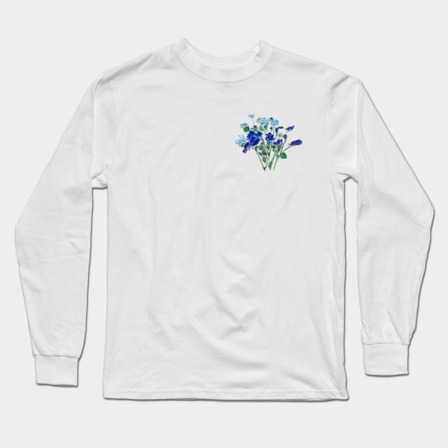 blue flower  watercolor Long Sleeve T-Shirt by colorandcolor